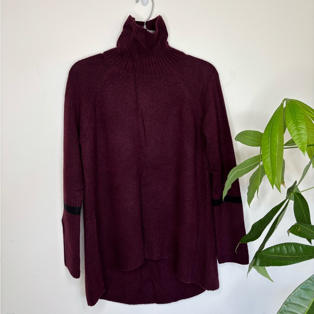 BN6 New Halogen‎ Burgundy Wool Blend Knit Sweater Turtleneck Long Sleeve XS